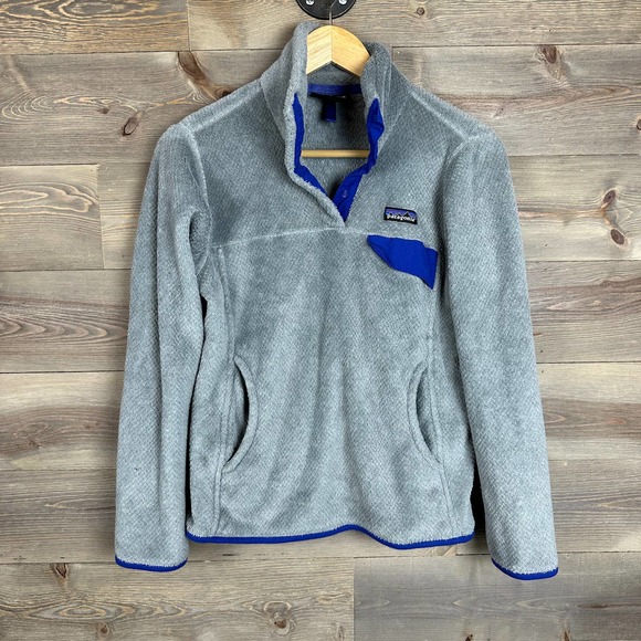 Patagonia Sweaters - Patagonia Re-Tool Snap-T Fleece Gray Blue Pullover Sweater